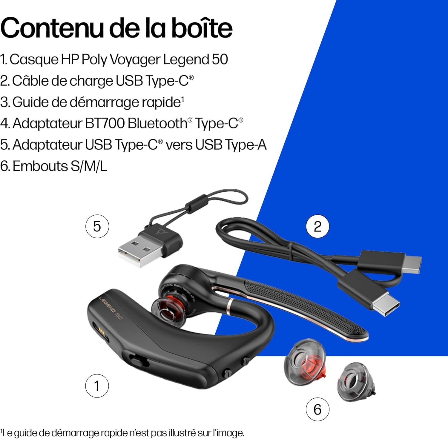 imagePOLY Voyager Legend 50 Casque Customer Special 1 Casque Bluetooth Simple avec Micro antibruit Design Ergonomique Commandes vocales Lger Connexion au MobileTablette Via Bluetooth Noir2025