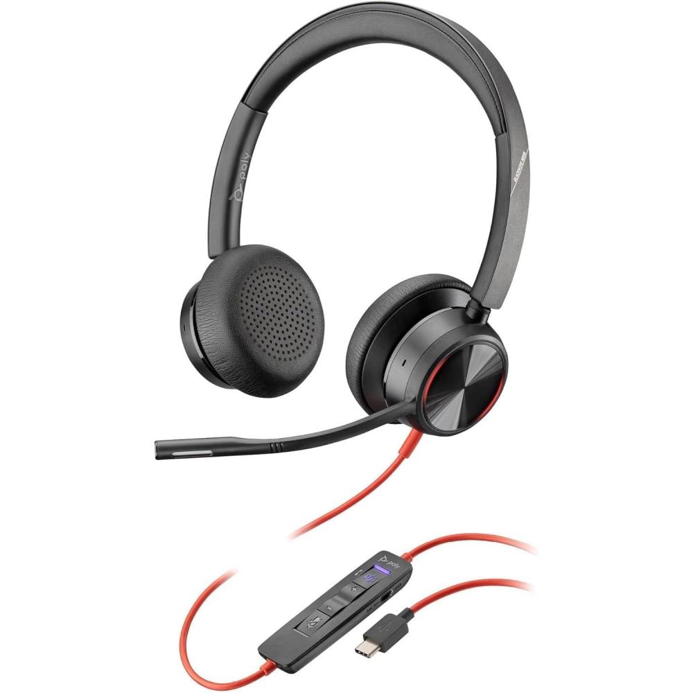 imageMicrocasque filaire haut de gamme Poly Blackwire 8225 Annulation active du bruit Son binaural hifi Connexion un PCMac Certifi Microsoft TeamsUSBC USBCA