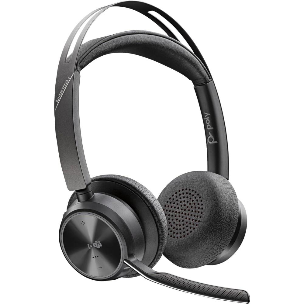 imagePOLY Voyager Focus 2M USBCC Headset USBCA Adapter Customer Special 1 Connection Via Bluetooth Noise Annulation Smart Sensor Technology Dynamic Mute Alert Black