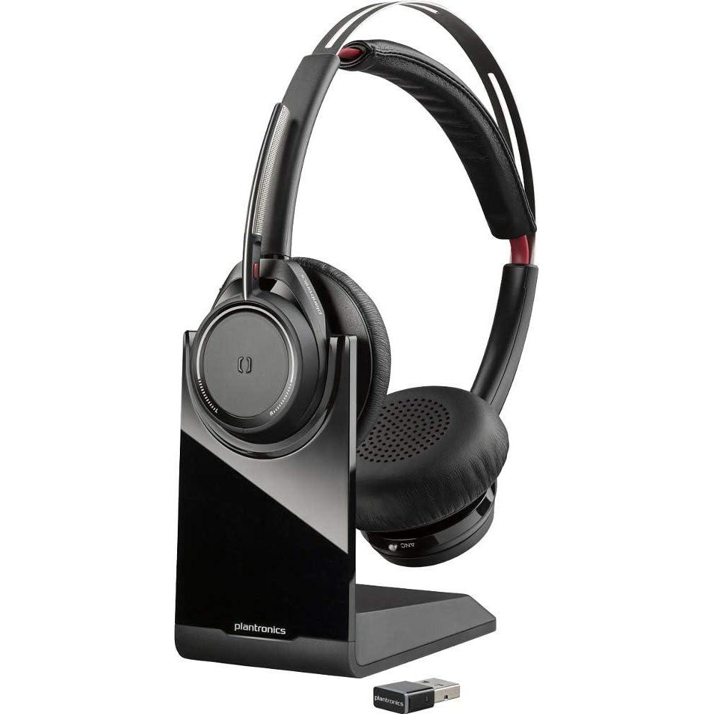 imagePlantronics Voyager Focus UC avec socle de charge Poly Casque Bluetooth deux oreilles stro avec microphone perche USBA compatible PCMac Suppression active du bruit