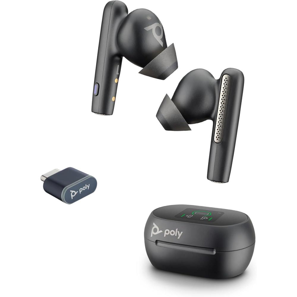 imagecouteurs sans fil True Wireless Poly Voyager Free 60 UC Micros antibruit pour des appels clairs ANC tui de chargement tactile Fonctionne avec iPhone Android PCMac Certifi Teams NoirUSBC USBCA