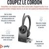 Micro-casque sans fil Poly Voyager 4320 UC et socle de chargement, Micro-casques binauraux avec perche microphone antibruit, Connexion à un PC/Téléphone portable via Bluetooth, Fonctionne: Teams, Zoom(USB-C + USB-C/A)