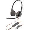 Micro-casque filaire Poly Blackwire 3225 – Microphone antibruit – Conception binaurale – Connexion à un PC/Mac/téléphone portable via USB-C, USB-A ou prise Jack 3,5 mm – Fonctionne avec Teams et Zoom