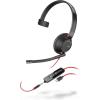 Micro-casque filaire Poly Blackwire 5210 (Plantronics) – Perche microphone antibruit flexible – Design monaural – Connexion à un PC/Mac, téléphone portable via USB-C, USB-A ou prise Jack 3,5 mm(USB-C + USB-C/A)