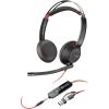 Micro-casque filaire Poly Blackwire 5220 – Perche microphone antibruit flexible – Conception ergonomique – Connexion à un PC/Mac, téléphone portable via USB-C, USB-A ou prise Jack 3,5 mm(USB-C + USB-C/A)