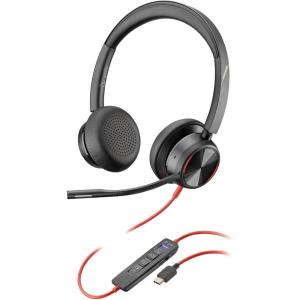 Micro-casque filaire haut de gamme Poly Blackwire 8225 – Annulation active du bruit – Son binaural hi-fi – Connexion à un PC/Mac – Certifié Microsoft Teams(USB-C + USB-C/A)