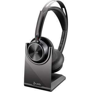 POLY Écouteur sans Fil Voyager Focus 2 UC avec Support de Microphone et de Charge: PC Compatible Via l&rsquo;adaptateur Bluetooth BT700 Inclus ou par câble USB