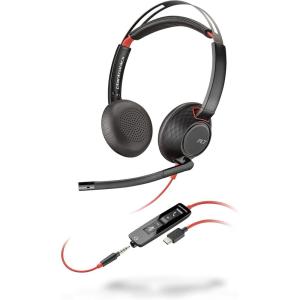 Plantronics – Micro-casque USB-C Blackwire 5220 – filaire binaural pour ordinateur avec micro perche – Connexion à un PC/Mac, une tablette et/ou un téléphone portable via USB-C ou prise Jack 3,5 mm(USB-C)