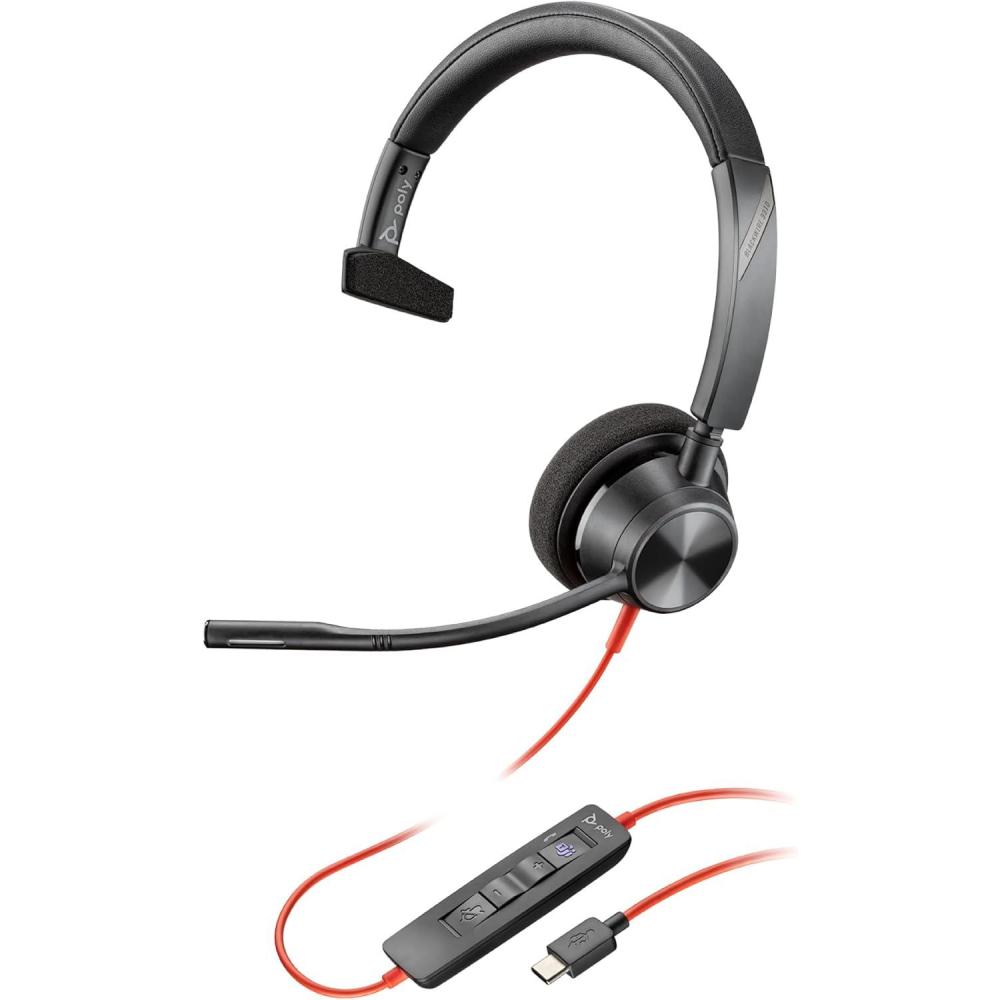 imageMicrocasque filaire Poly Blackwire 3310 Perche de microphone flexible Conception monaurale Connexion un PCMac via USBC ou USBA Certifi pour Microsoft TeamsUSBC USBCA