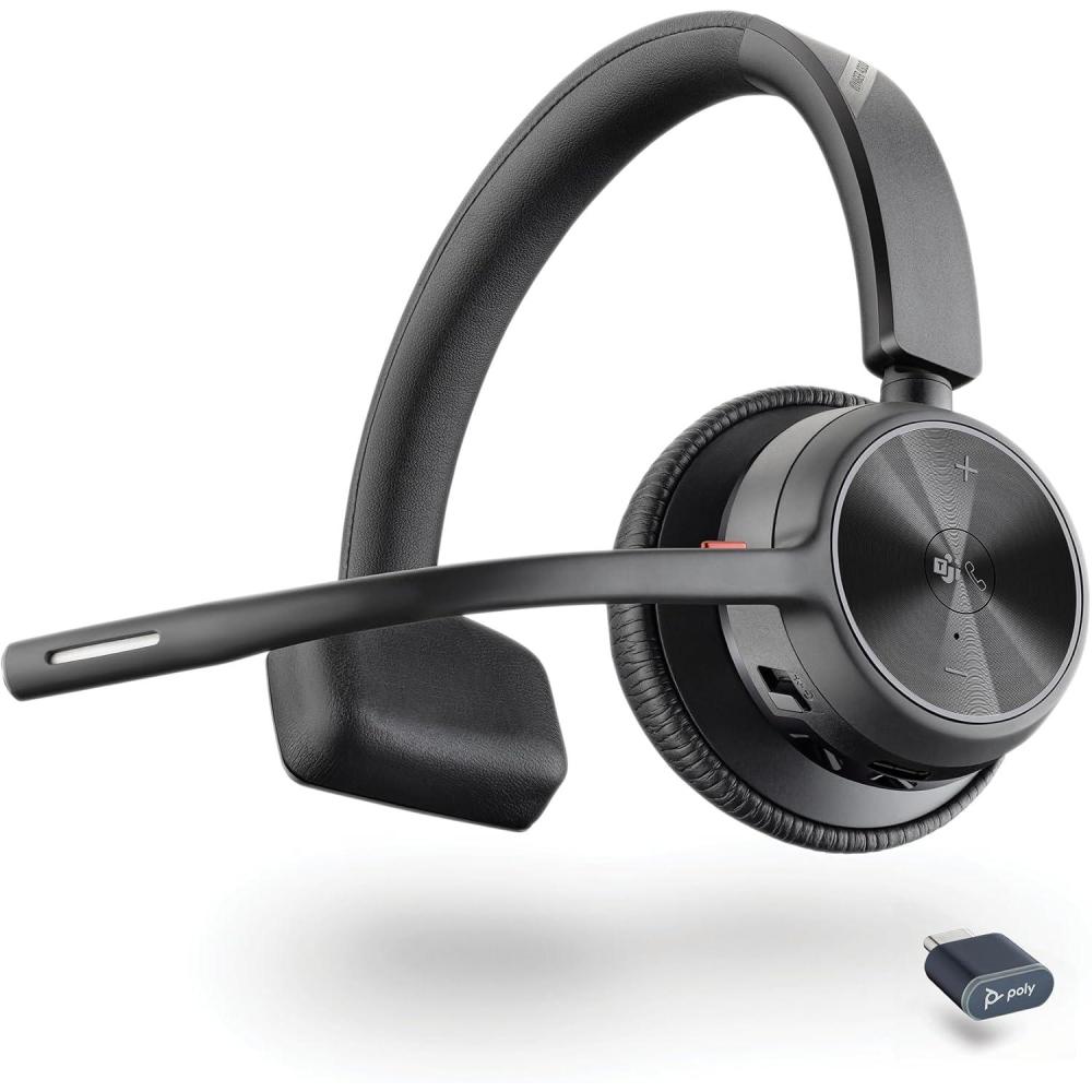 imageMicrocasque sans fil Poly Voyager 4310 UC Microcasque Bluetooth monaural avec perche de microphone antibruit Connexion un PCMacTlphone portable via Bluetooth Fonctionne avec Teams ZoomUSBC USBCA