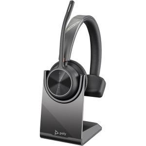 Micro-casque sans fil Poly Voyager 4310 UC et socle de chargement, Micro-casque Bluetooth monaural avec perche de microphone antibruit, Connexion à un PC/Téléphone portable – Fonctionne: Teams, Zoom(USB-A)