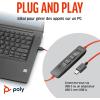 Micro-casque filaire Poly Blackwire 3310 – Perche de microphone flexible – Conception monaurale – Connexion à un PC/Mac via USB-C ou USB-A – Fonctionne avec Teams, Zoom(USB-C + USB-C/A)