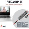 Micro-casque filaire Poly Blackwire 3325 – Perche de microphone flexible – Son stéréo hi-fi, Connexion à un PC/Mac/téléphone portable via USB-C, USB-A ou prise Jack 3,5 mm, Fonctionne avec Teams, Zoom(USB-C + USB-C/A)
