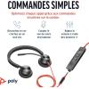 Micro-casque filaire Poly Blackwire 3325 – Perche de microphone flexible – Son stéréo hi-fi, Connexion à un PC/Mac/téléphone portable via USB-C, USB-A ou prise Jack 3,5 mm, Fonctionne avec Teams, Zoom(USB-C + USB-C/A)