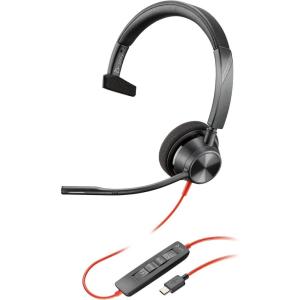 Micro-casque filaire Poly Blackwire 3310 – Perche de microphone flexible – Conception monaurale – Connexion à un PC/Mac via USB-C ou USB-A – Fonctionne avec Teams, Zoom(USB-C + USB-C/A)