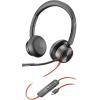 Micro-casque filaire haut de gamme Poly Blackwire 8225 – Annulation active du bruit – Son binaural hi-fi – Connexion à un PC/Mac – Fonctionne avec Teams, Zoom(USB-C + USB-C/A)