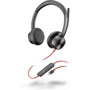 Micro-casque filaire haut de gamme Poly Blackwire 8225 – Annulation active du bruit – Son binaural hi-fi – Connexion à un PC/Mac – Fonctionne avec Teams, Zoom(Arceau)
