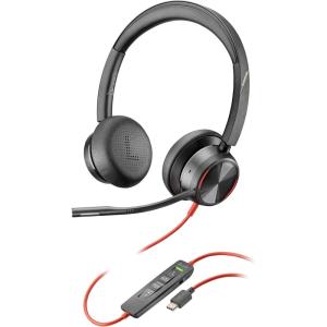 Micro-casque filaire haut de gamme Poly Blackwire 8225 – Annulation active du bruit – Son binaural hi-fi – Connexion à un PC/Mac – Fonctionne avec Teams, Zoom(USB-C + USB-C/A)