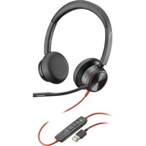 Micro-casque filaire haut de gamme Poly Blackwire 8225 – Annulation active du bruit – Son binaural hi-fi – Connexion à un PC/Mac – Fonctionne avec Teams, Zoom(USB-A)