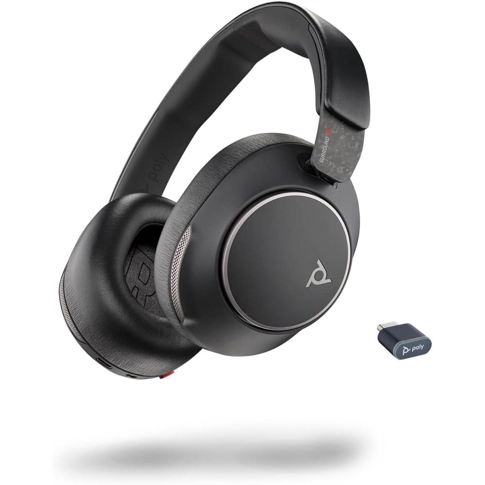 image:imageMicrocasque Poly Voyager Surround 80 UC Bluetooth Plantronics Microphones antibruit pour des appels clairs Systme ANC adaptatif iPhone Android PCMac Zoom et Microsoft Teams certifi
